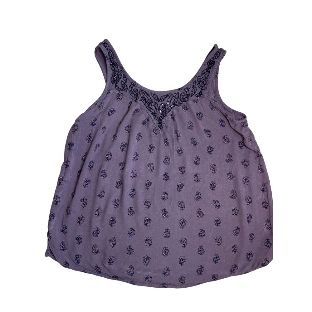 Vintage Y2K Mudd Tank Top Purple Floral Embroidered Details Sz Medium
